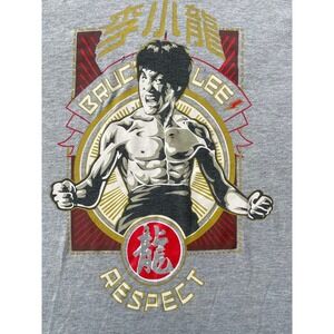 Vintage Y2k 90s Bruce Lee Mens Medium T-Shirt Gray Graphic Respect Martial‎ Arts